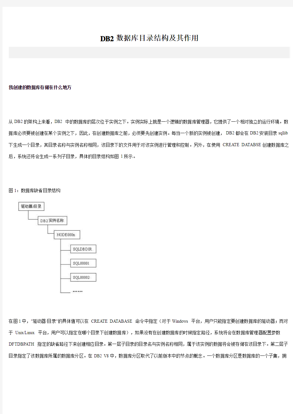 DB2数据库目录结构及其作用