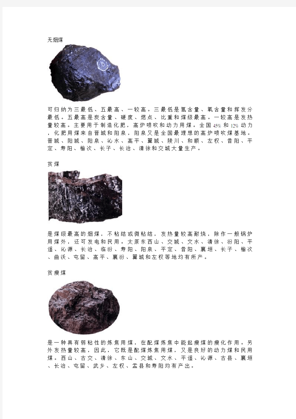 煤炭分类图片