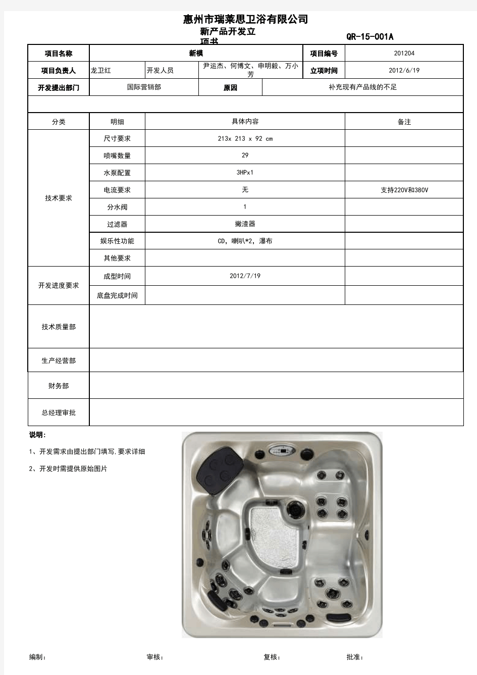 01新产品开发立项书