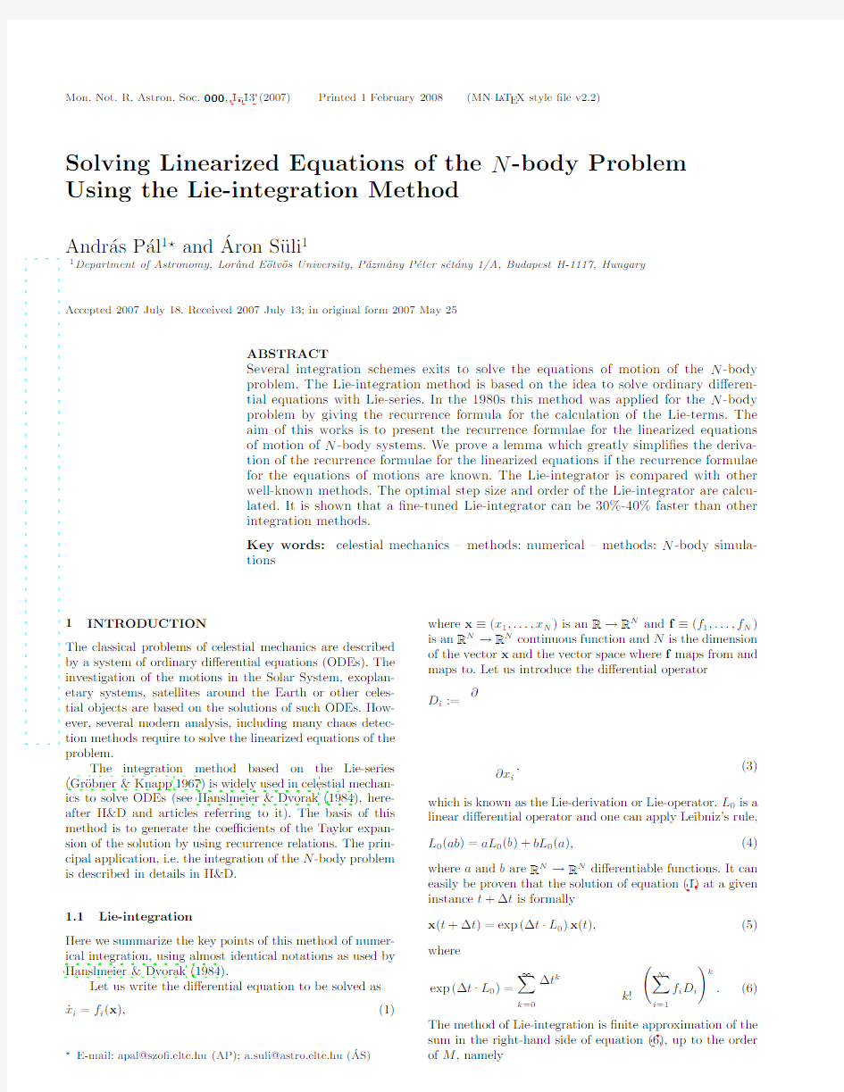 Solving Linearized Equations of the $N$-body Problem Using the Lie-integration Method