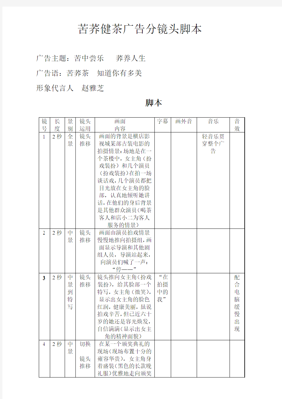 苦荞健茶   广告文案