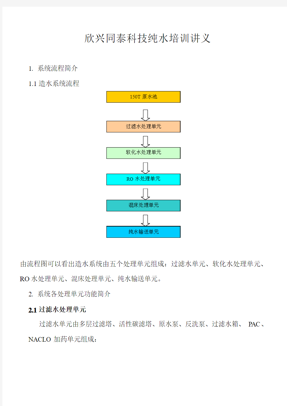 纯水系统操作说明