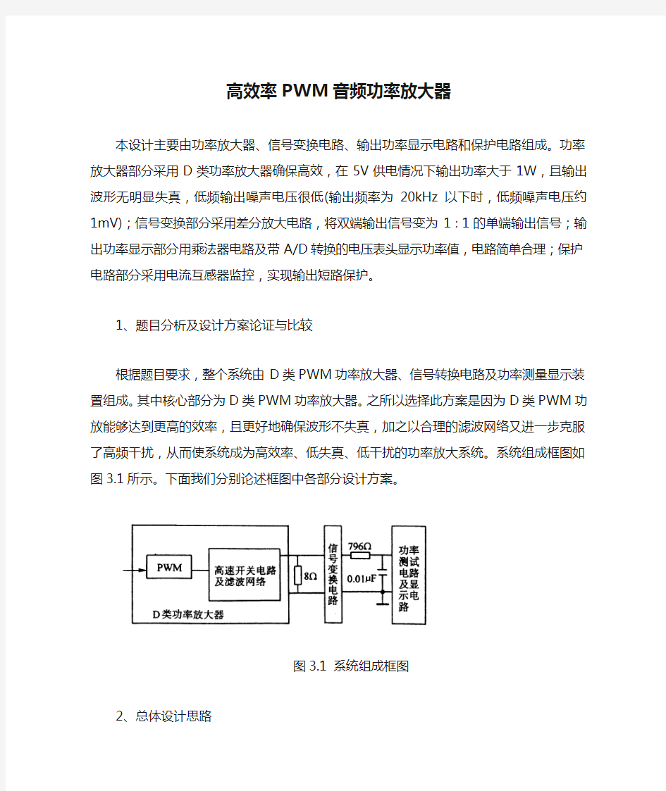 高效率PWM音频功率放大器