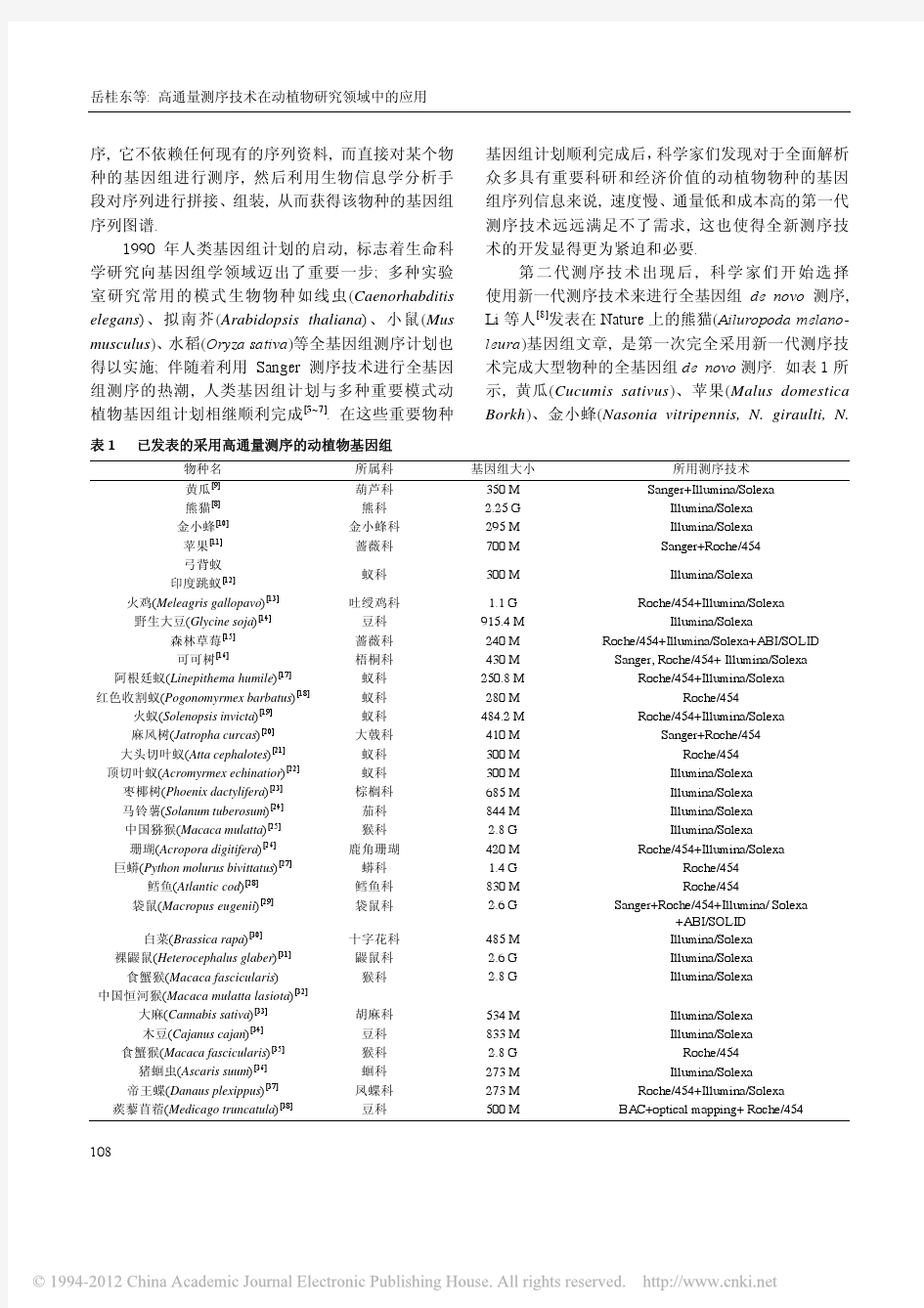 高通量测序技术在动植物研究领域中的应用_岳桂东