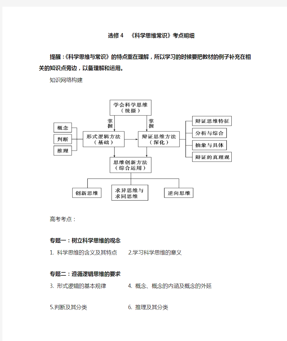 人教版高中政治选修四全册考点总结