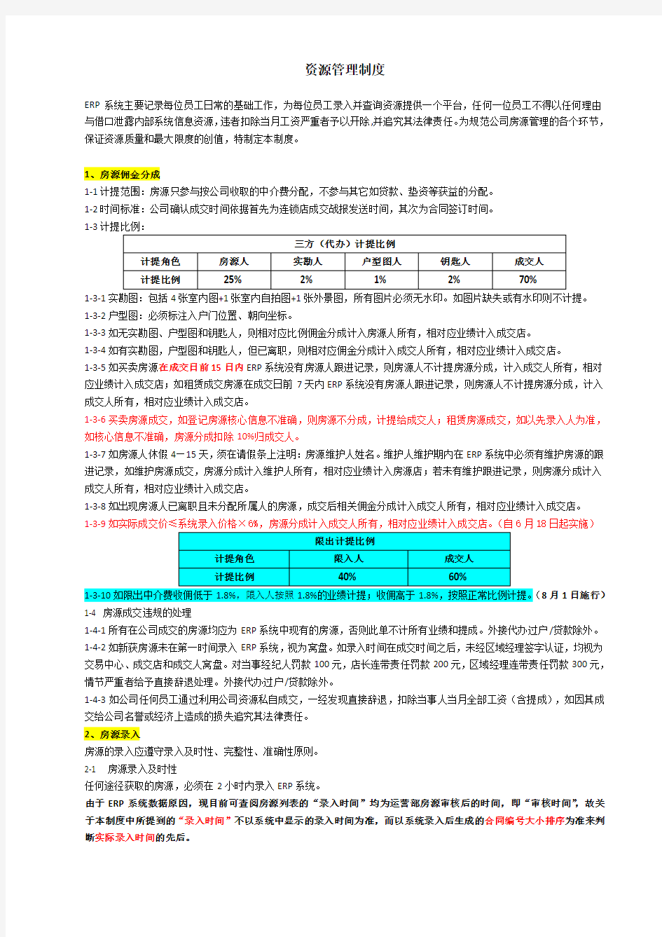 中介房源管理制度