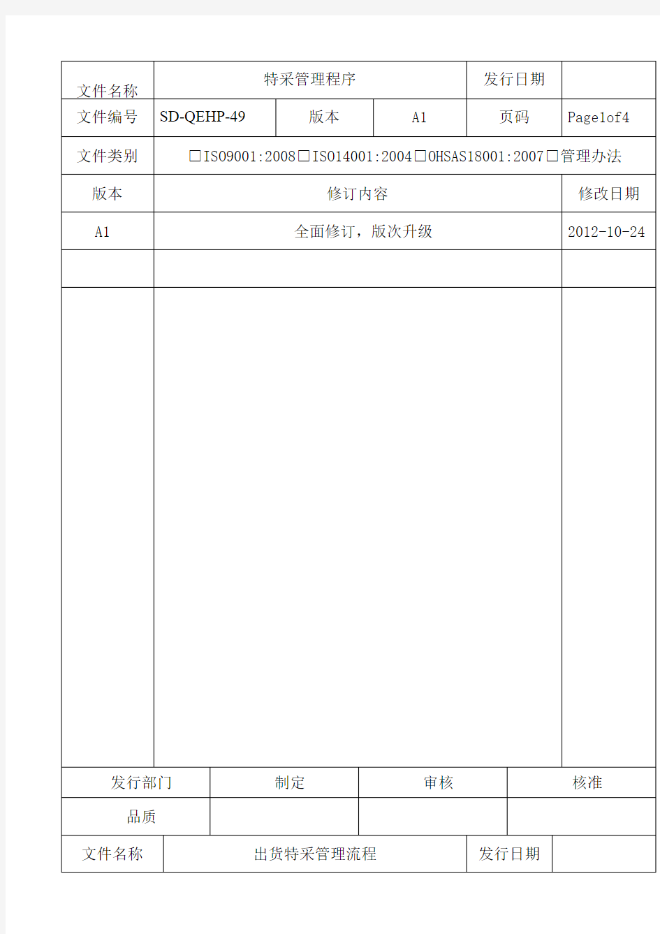 出货特采管理流程