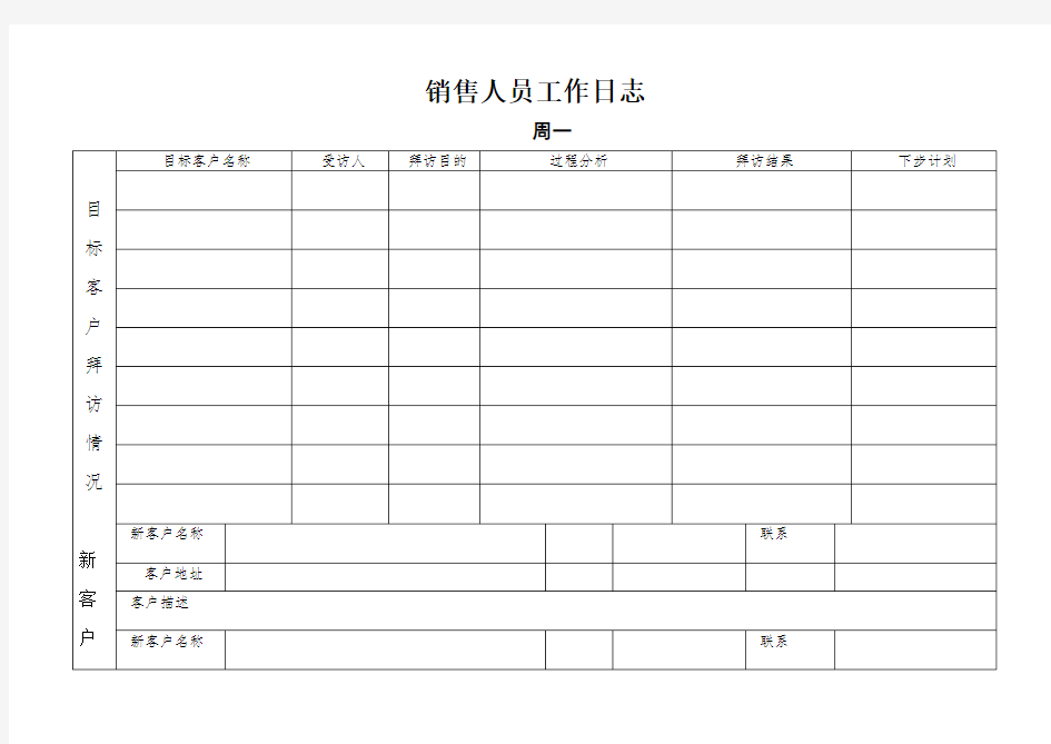 销售人员工作日志