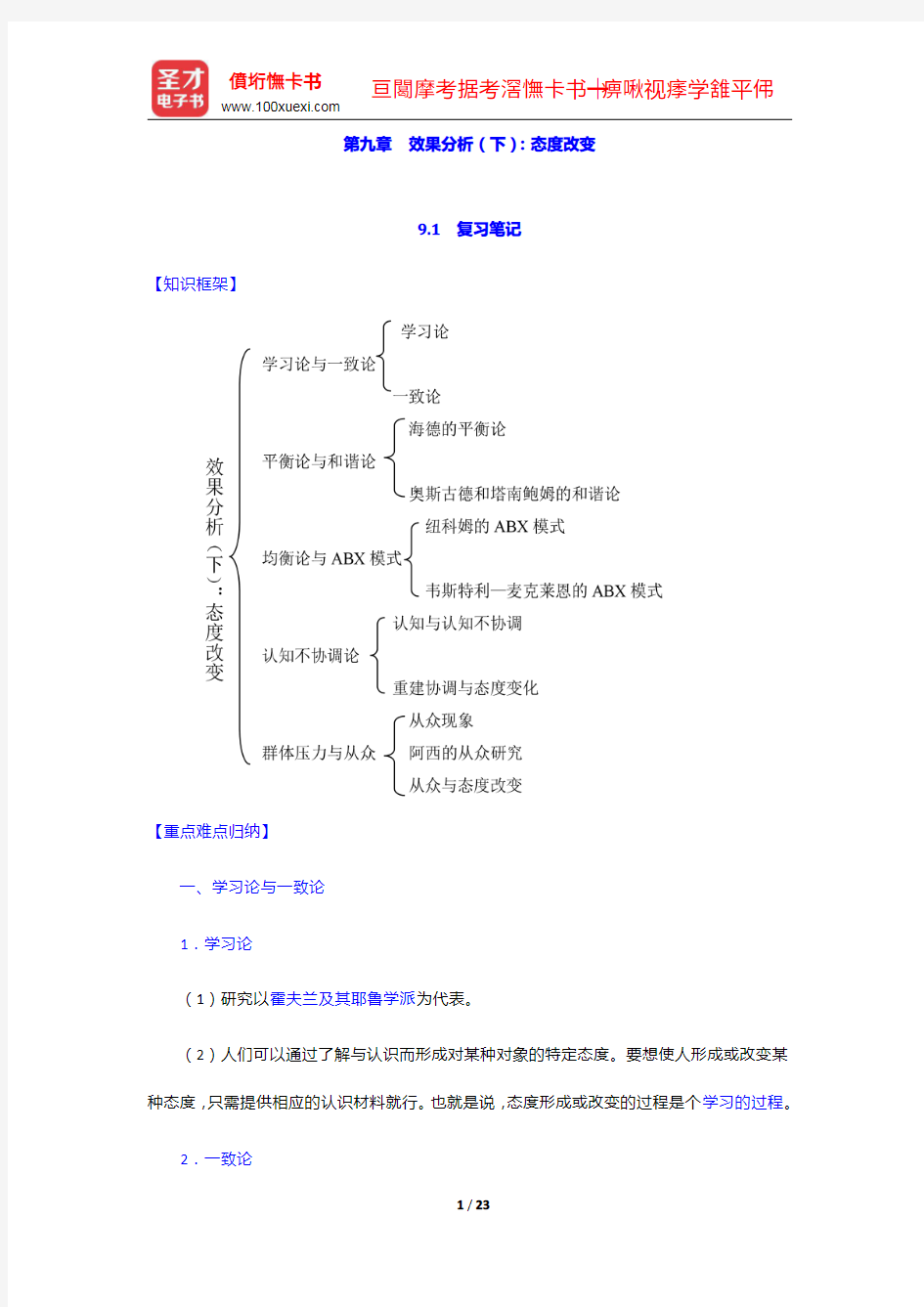 李彬《传播学引论》笔记、考研真题和典型题详解(效果分析(下)：态度改变)【圣才出品】