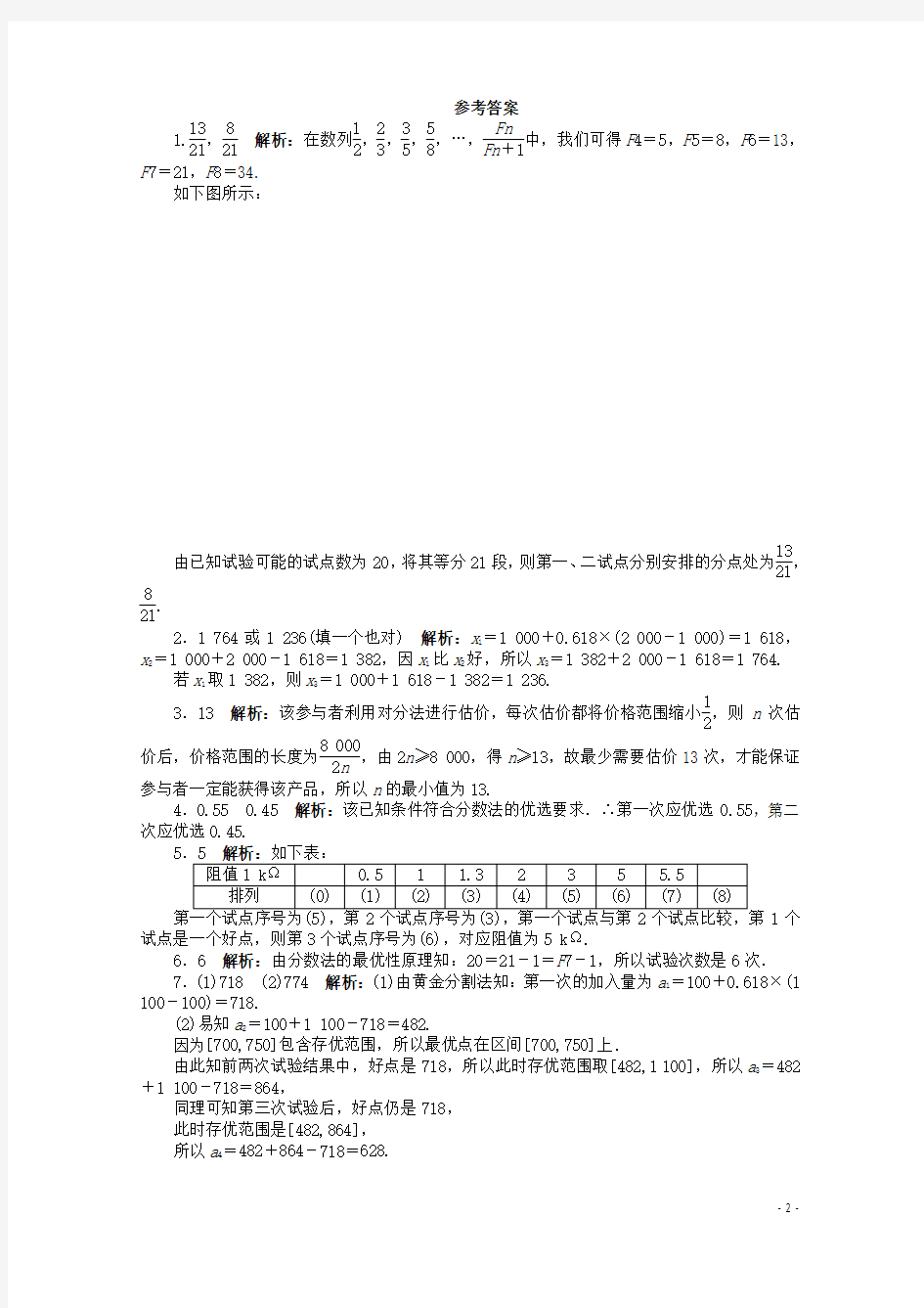 湖南省高考数学第二轮复习 专题升级训练17 优选法与试