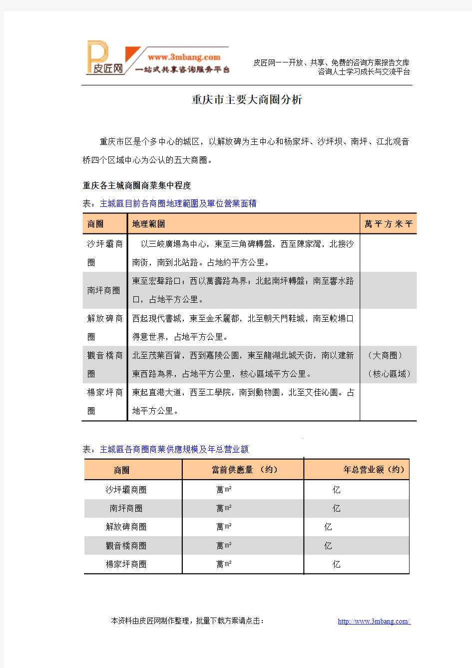 重庆主要5大商圈市场调研分析报告.doc