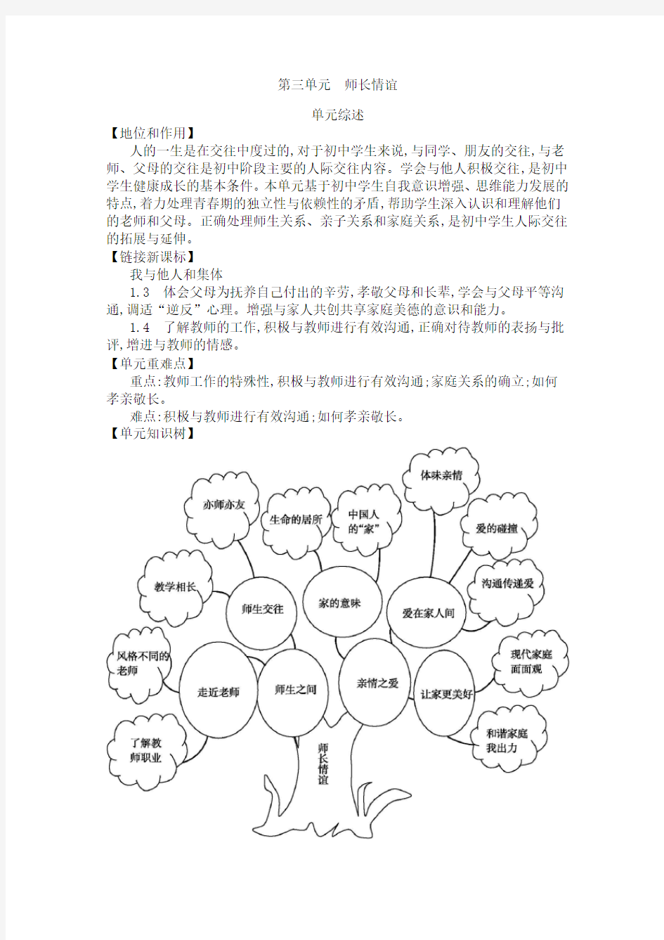 部编《道德与法治》七年级上册：第六课 师生之间 教案