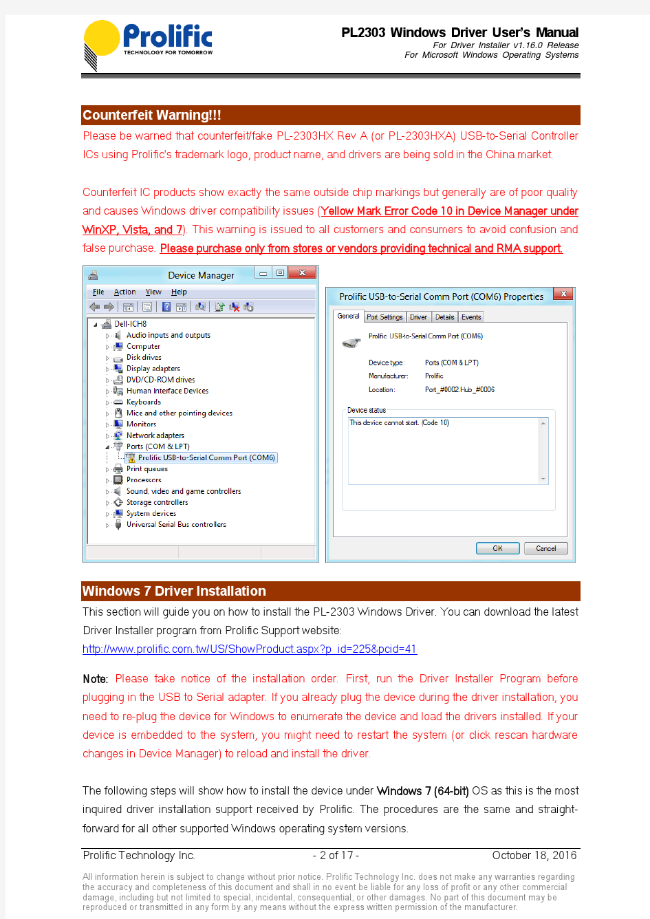 PL2303 Windows Driver User Manual v1.16.0
