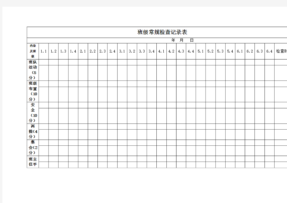 班级常规检查记录表