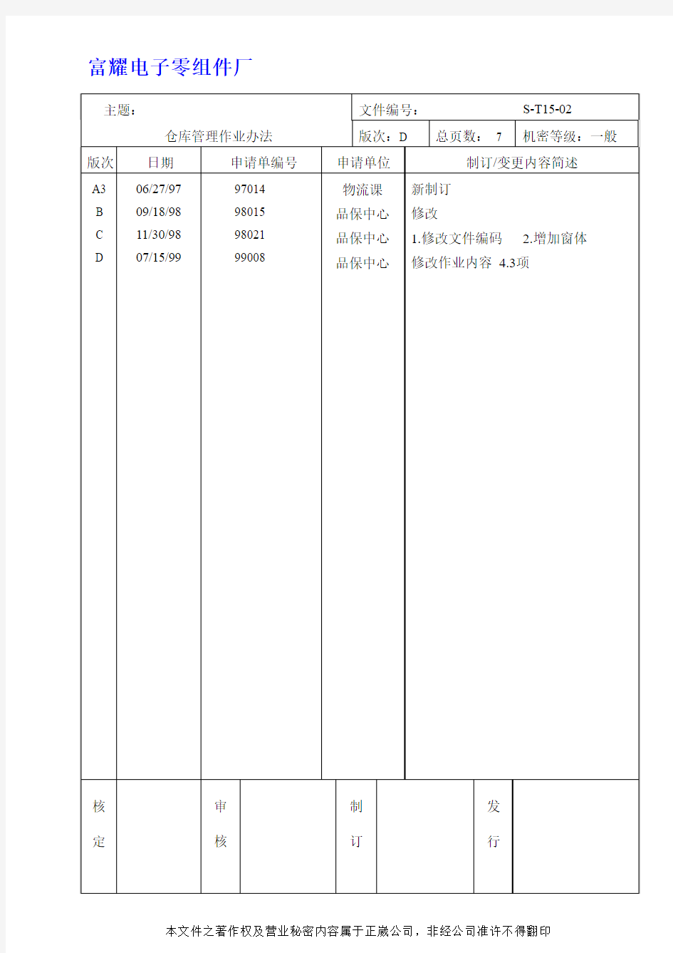 仓库管理作业办法