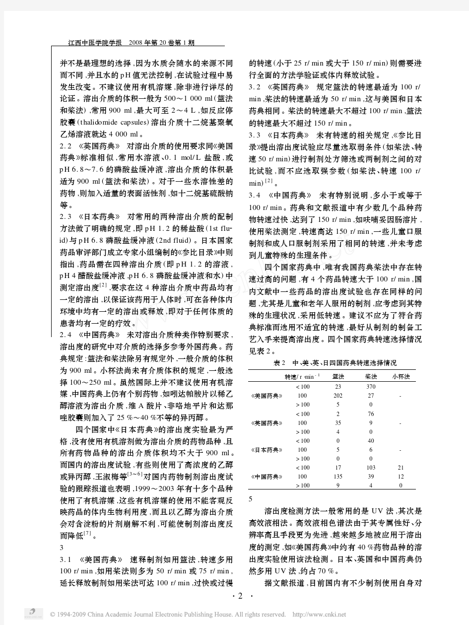 中_美_英_日四国药典溶出度研究方法比较(1)