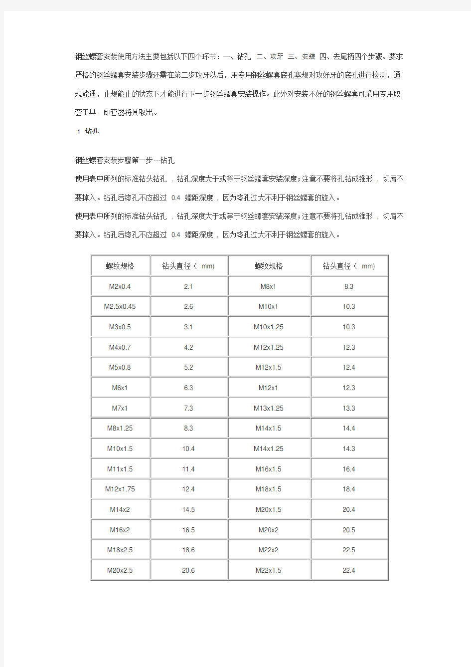 钢丝螺套使用方法