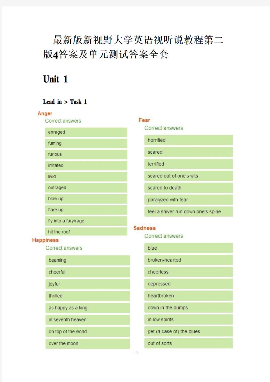新视野大学英语视听说教程第二版(4)答案及Unit_Test答案全套精简版