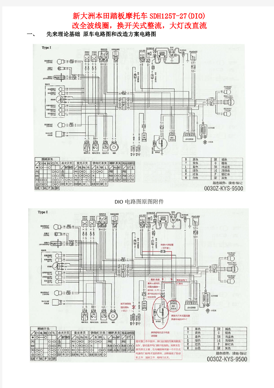 新大洲本田踏板DIO125大灯改直流供电发电机线圈半波改全波换开关式整流器