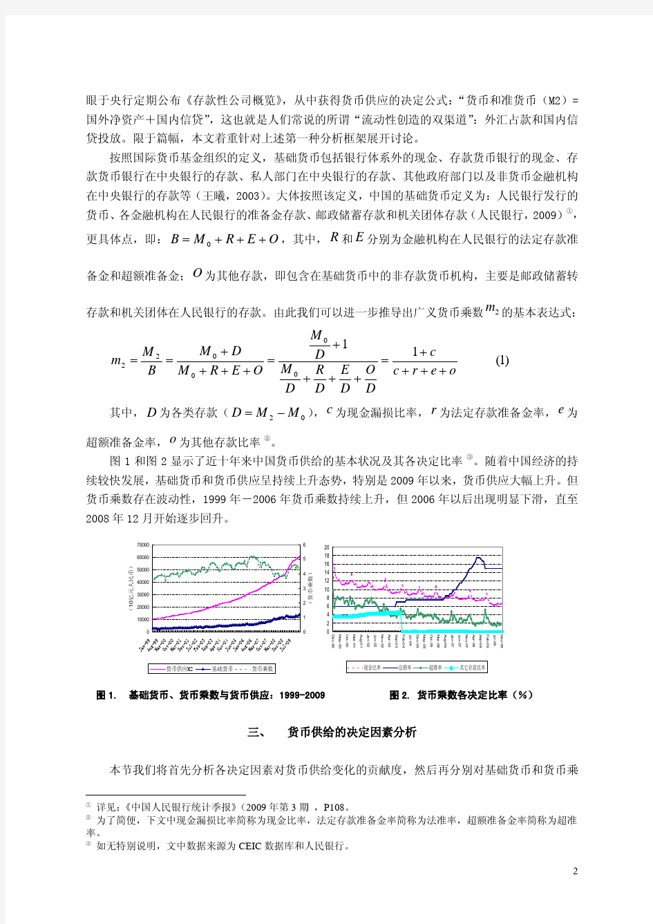 中国货币供给的结构分析：1999-2009 年
