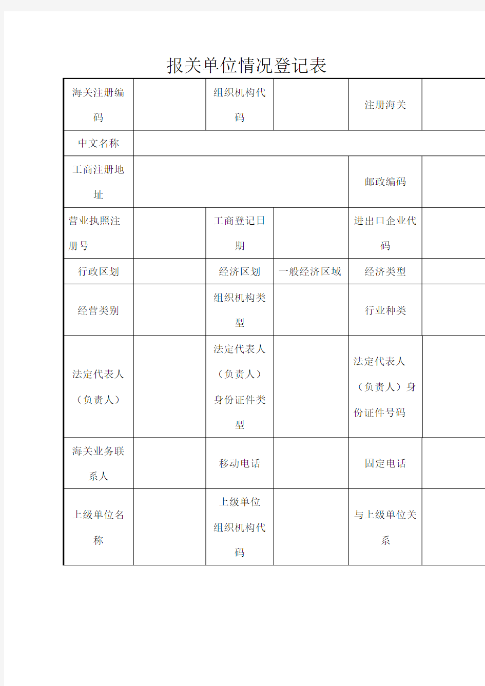 报关单位情况登记表