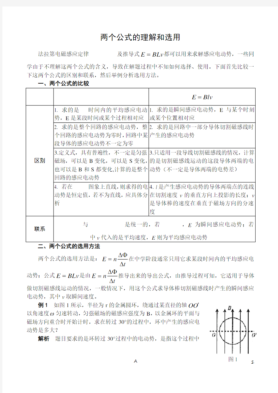 【技巧】电磁感应  两个公式的理解和选用