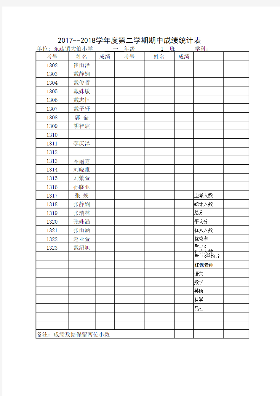 二年级学生名单