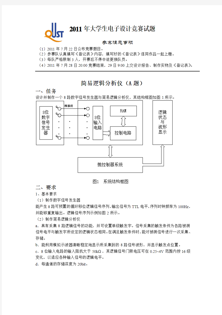 简易逻辑分析仪(D题)