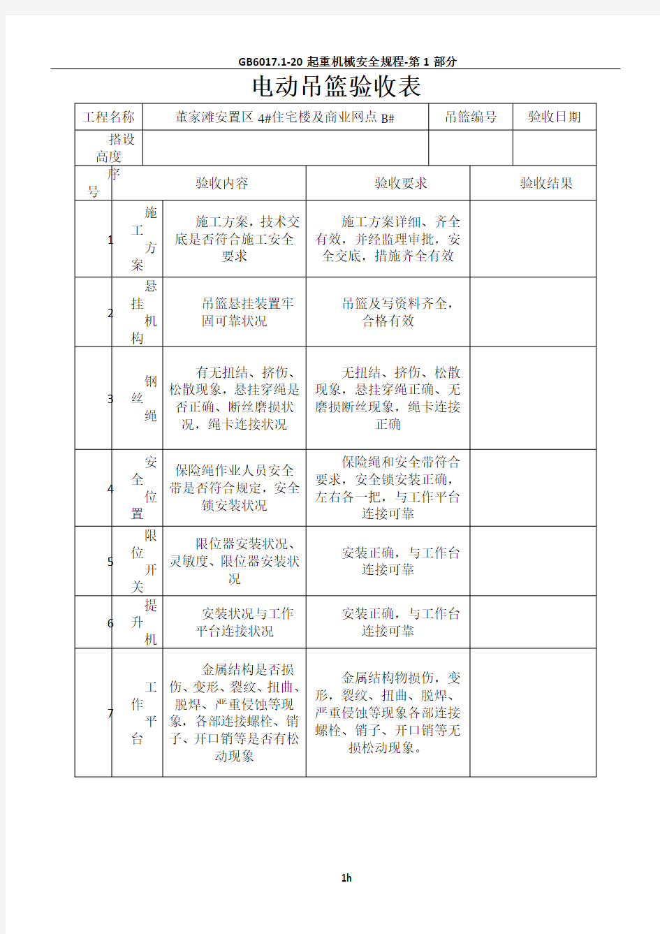 吊篮安装拆卸方案报审表