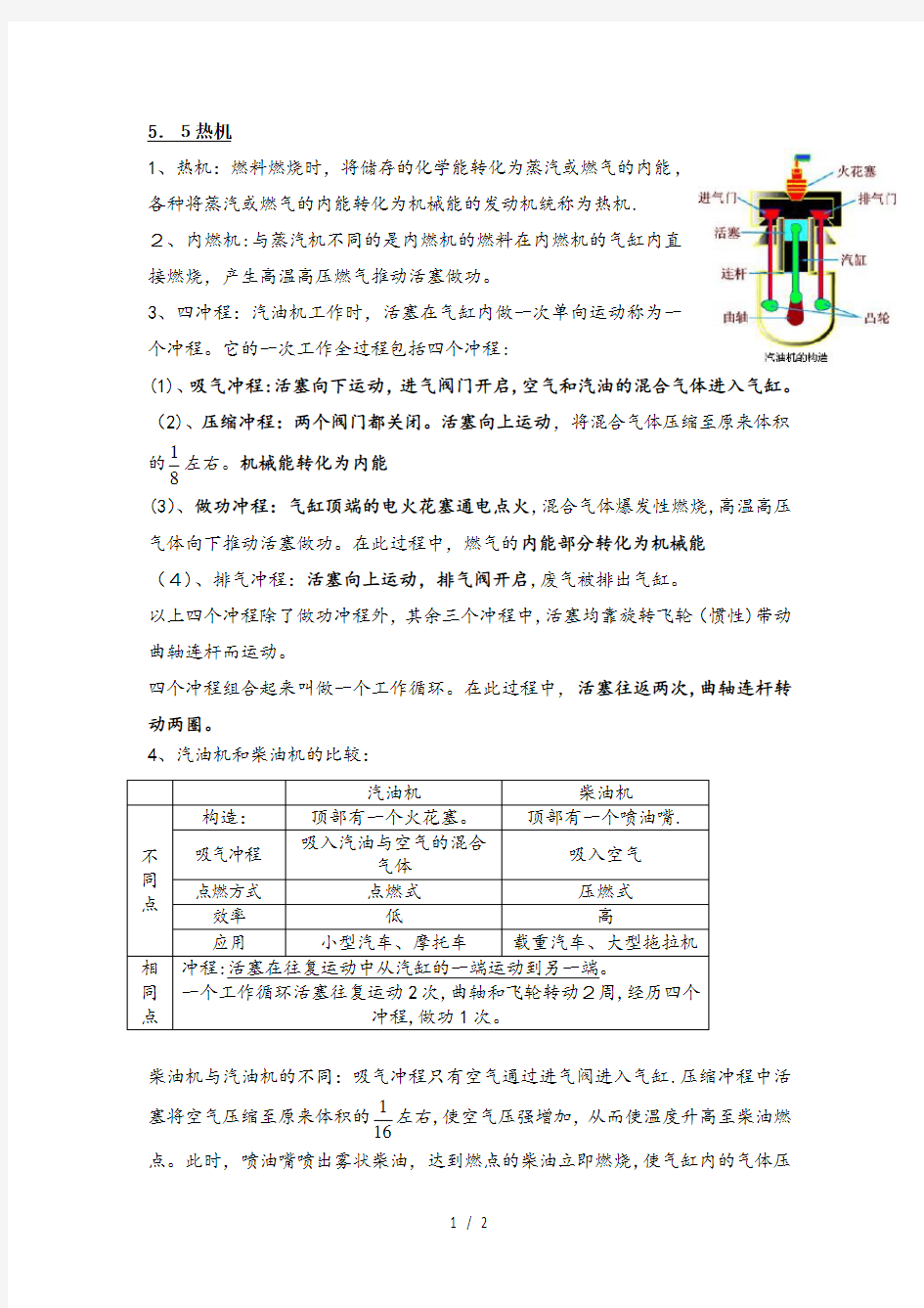 热机知识点总结