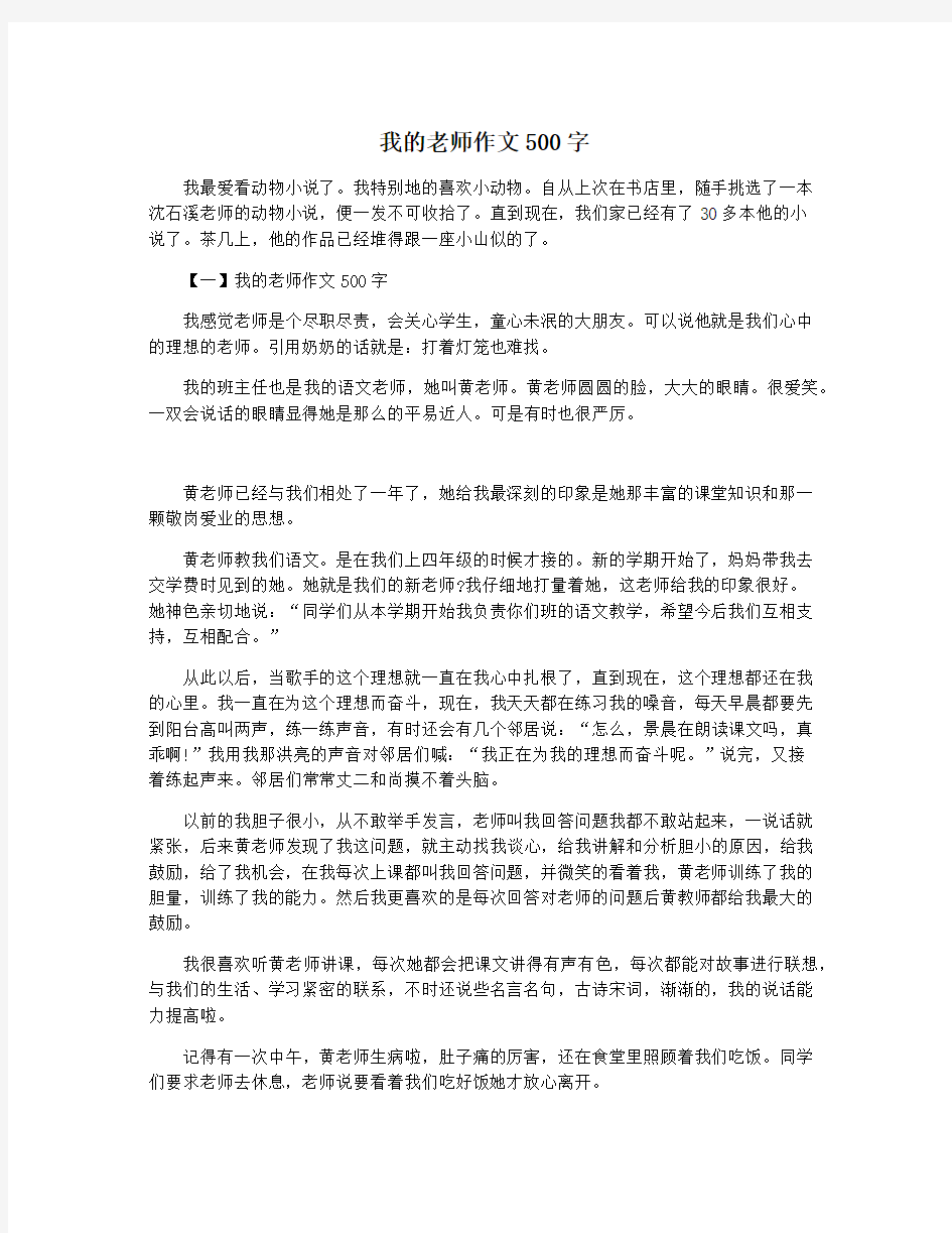 我的老师作文500字