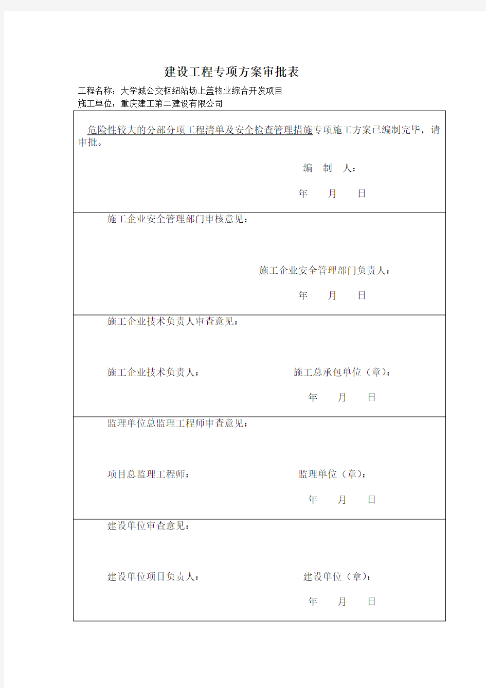 危险性较大的分部分项工程清单和安全检查管理措施-