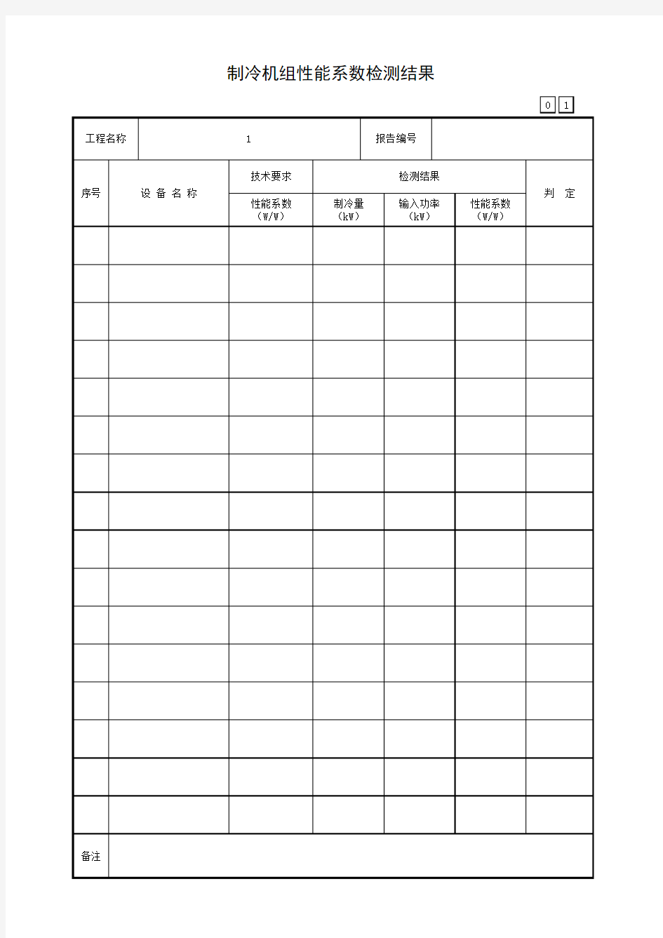 制冷机组性能系数检测报告