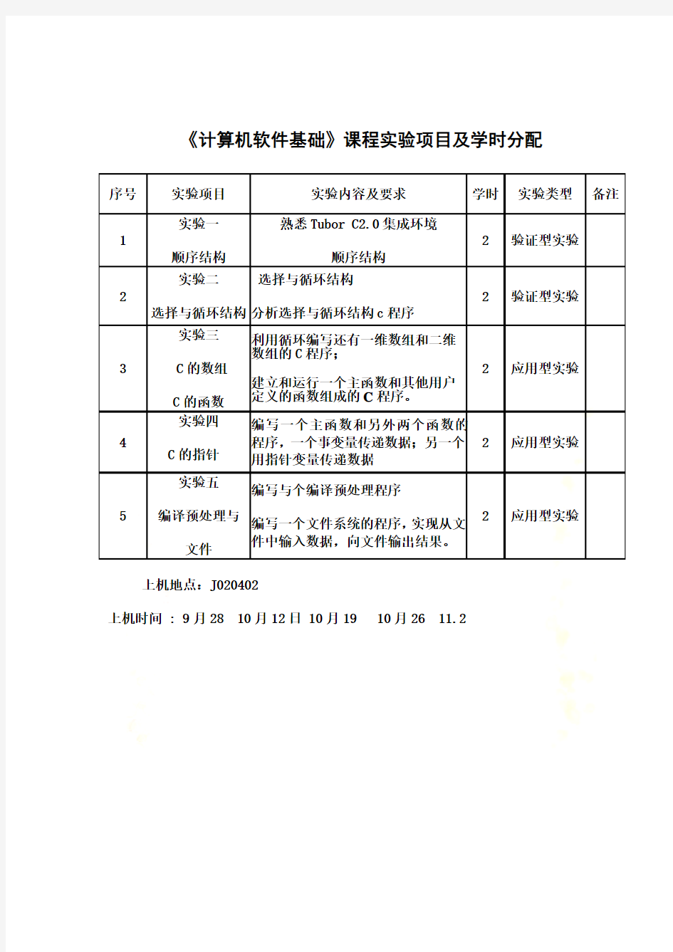 《计算机软件基础》实验方案及大纲