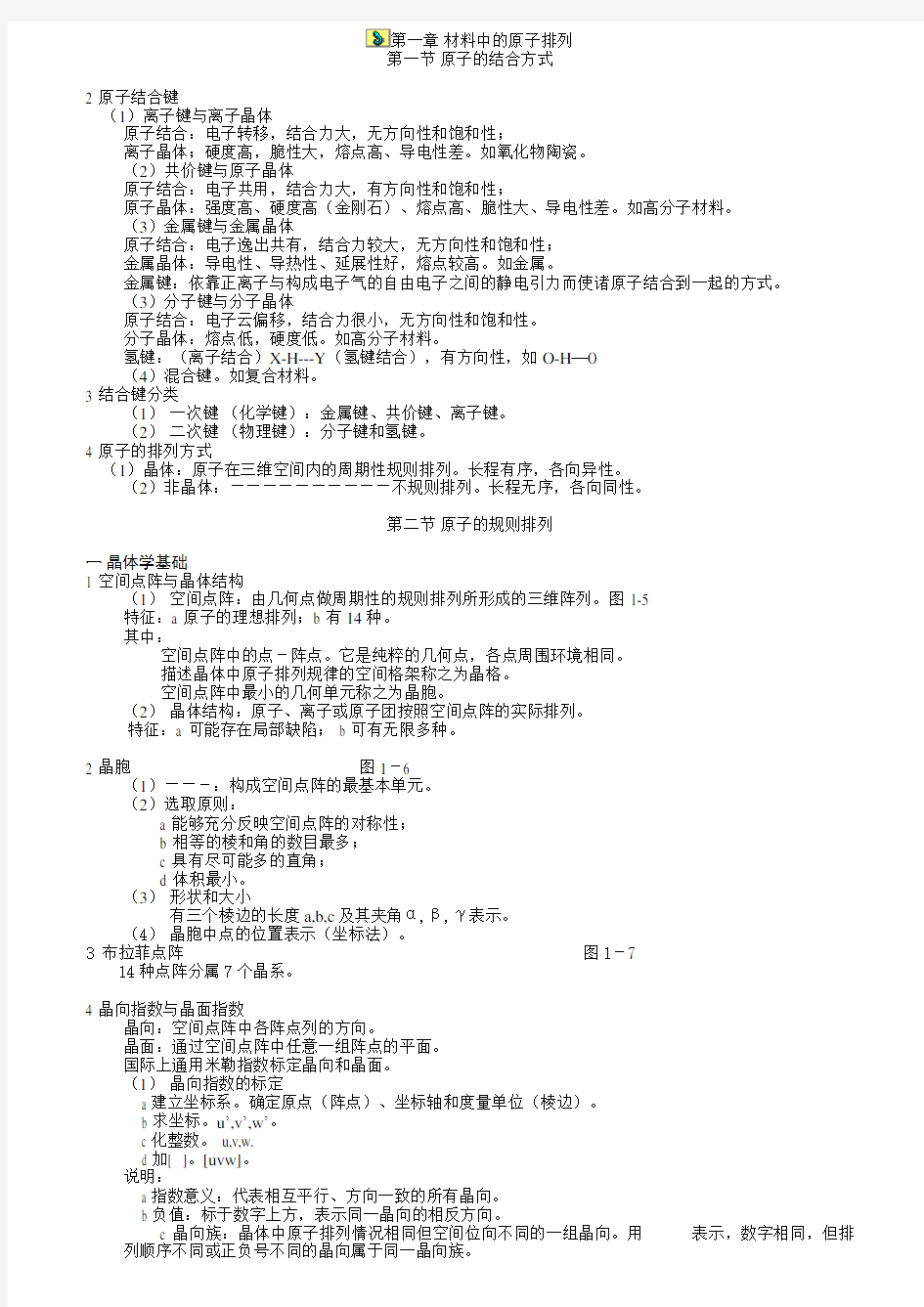 材料科学基础基础知识点总结