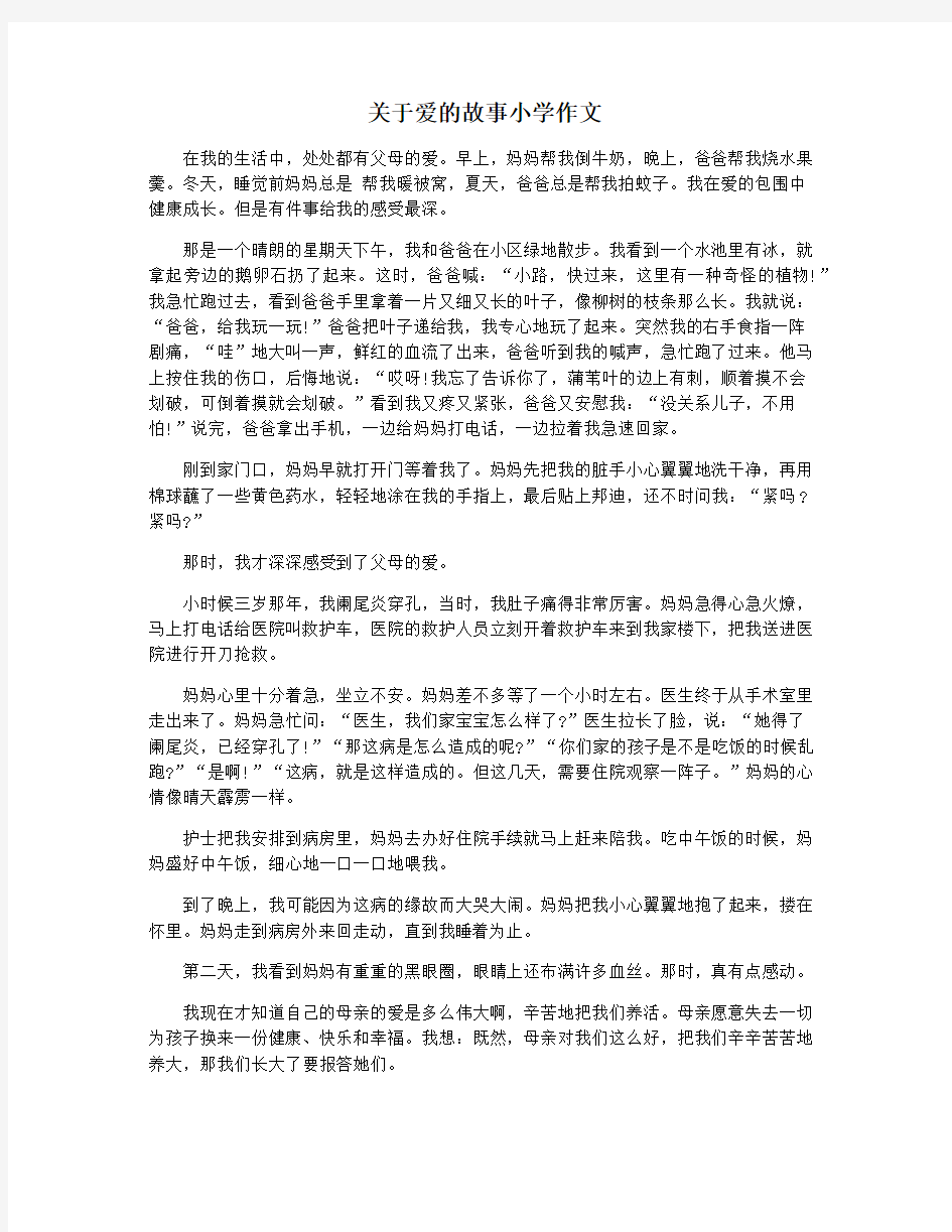 关于爱的故事小学作文