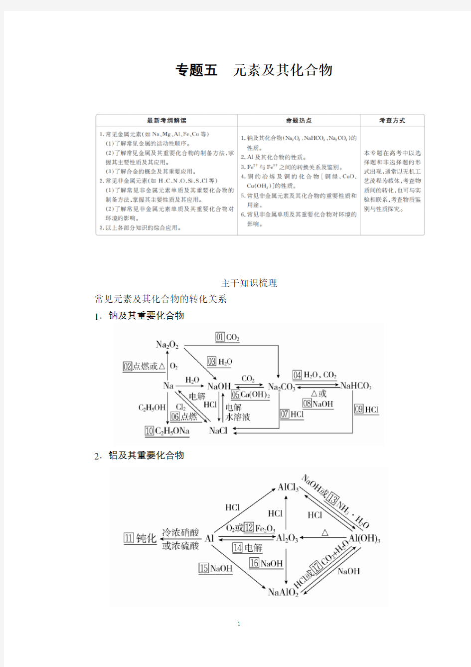 高考化学复习《专题五  元素及其化合物》