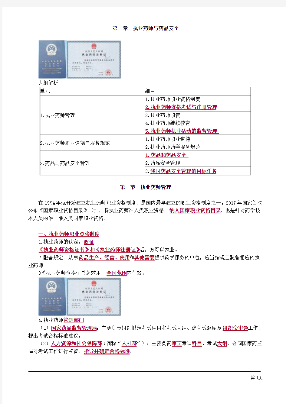 执业药师考试辅导药事管理与法规执业药师与药品安全