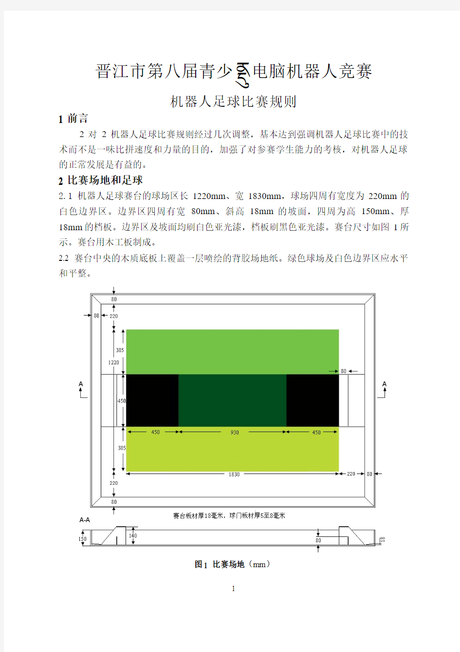 机器人足球比赛规则