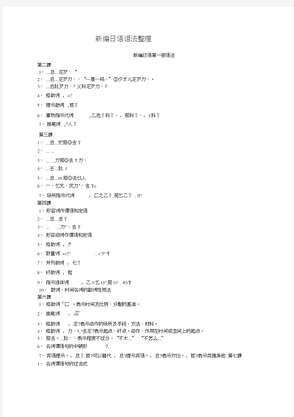 新编日语第一册语法整理版