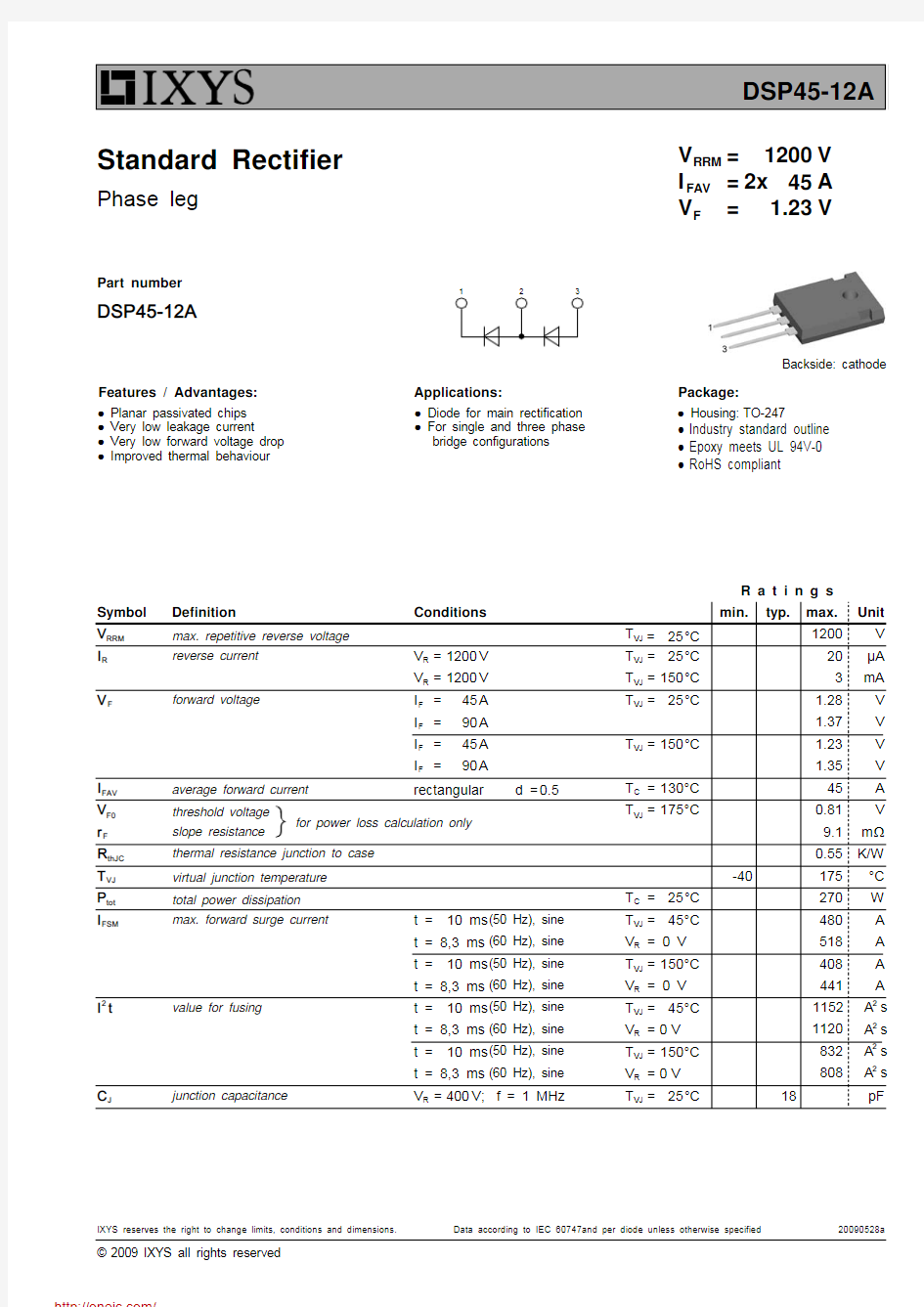 DSP45-12A;中文规格书,Datasheet资料