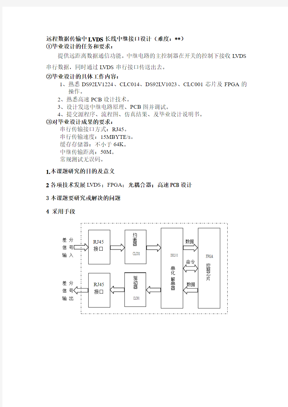 设计任务书要求