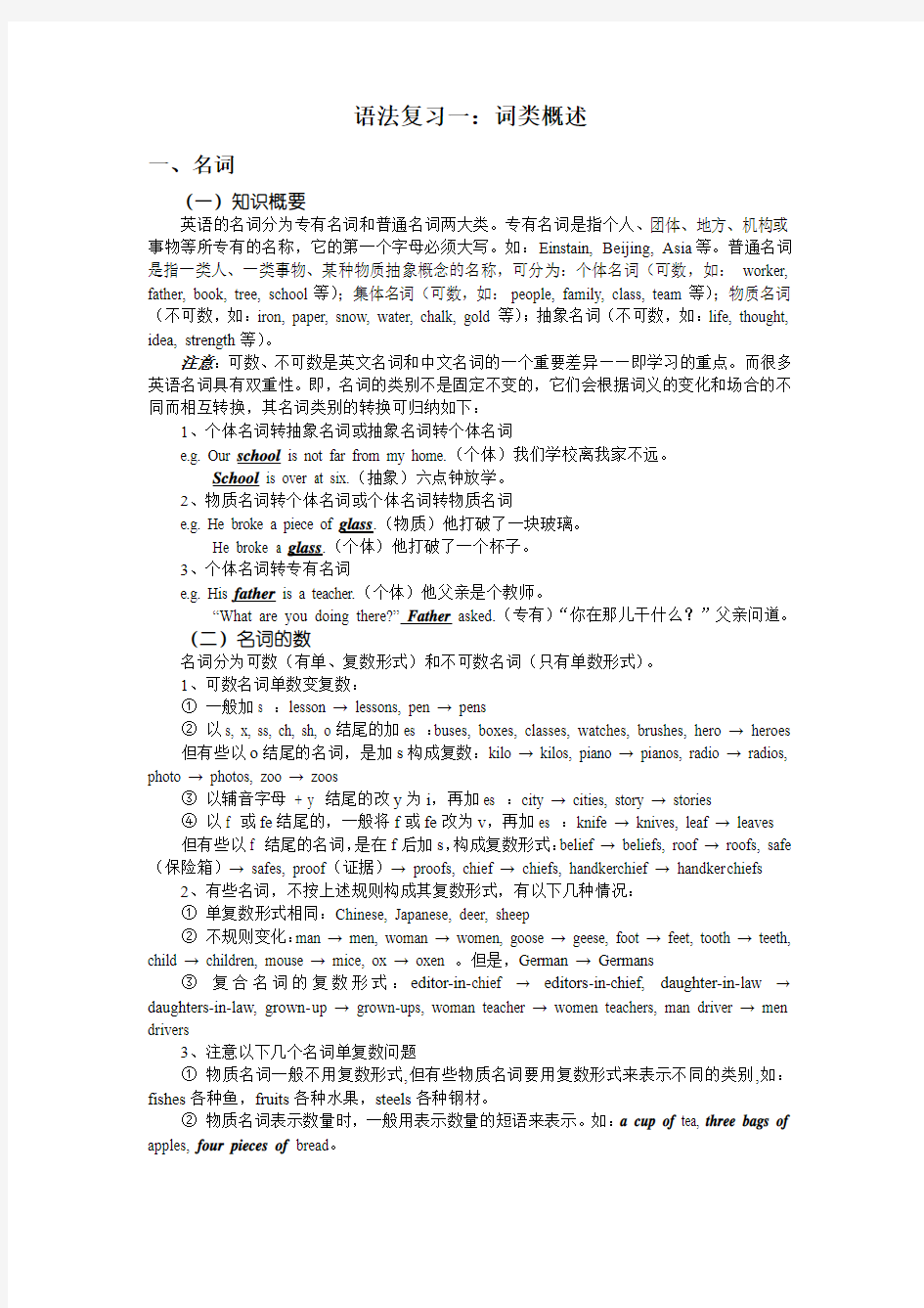 Lecture 1 词类概述1