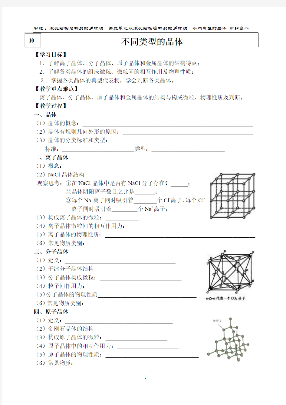 不同类型的晶体