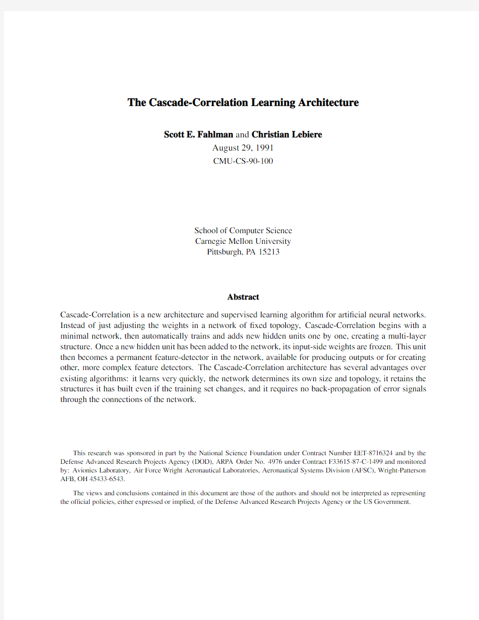 The Cascade-Correlation Learning Architecture