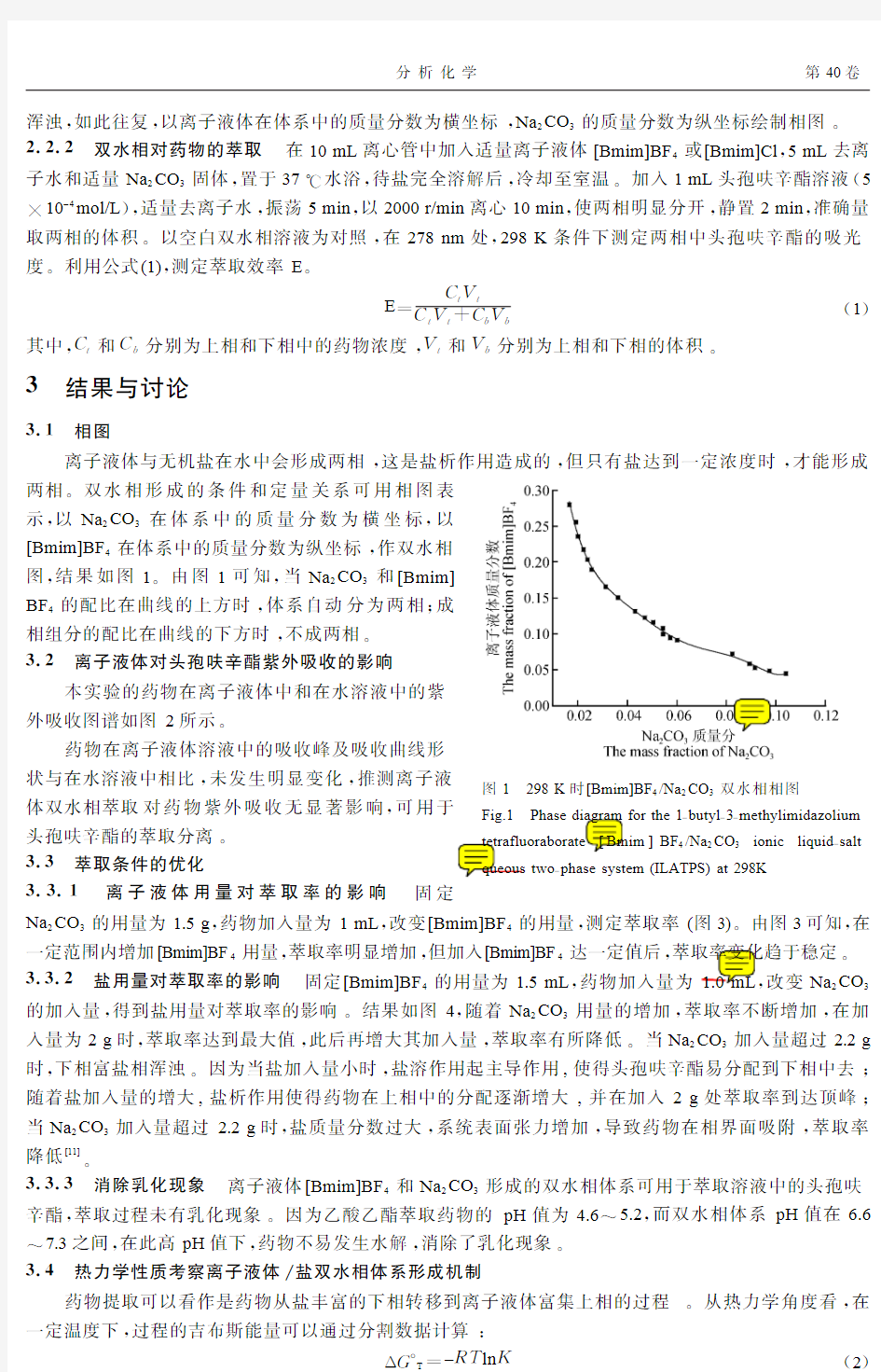 离子液体双水相技术萃取头孢呋辛酯及其机理探究