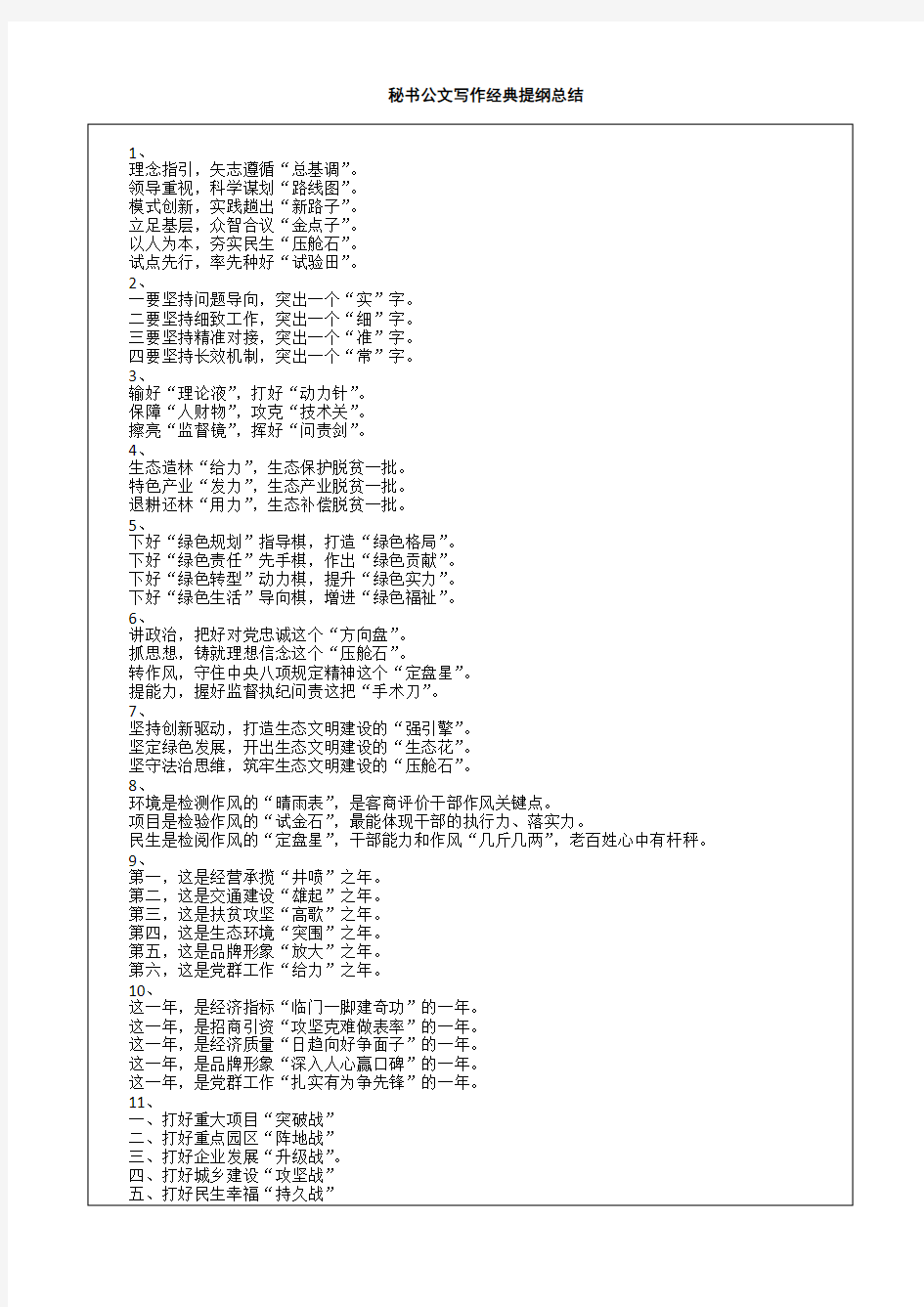 秘书公文写作经典提纲总结