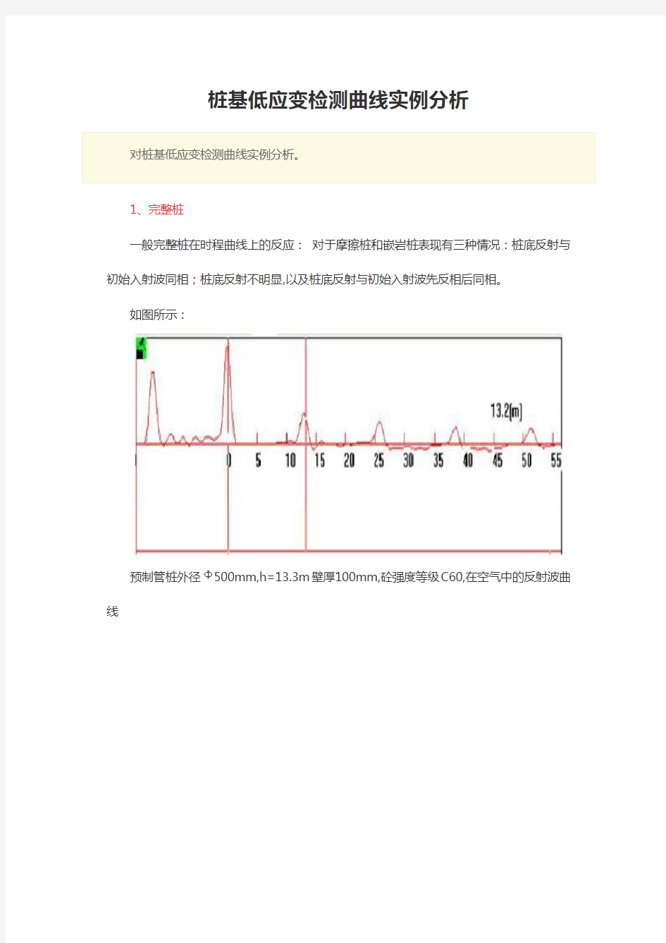 桩基低应变检测曲线实例分析范文