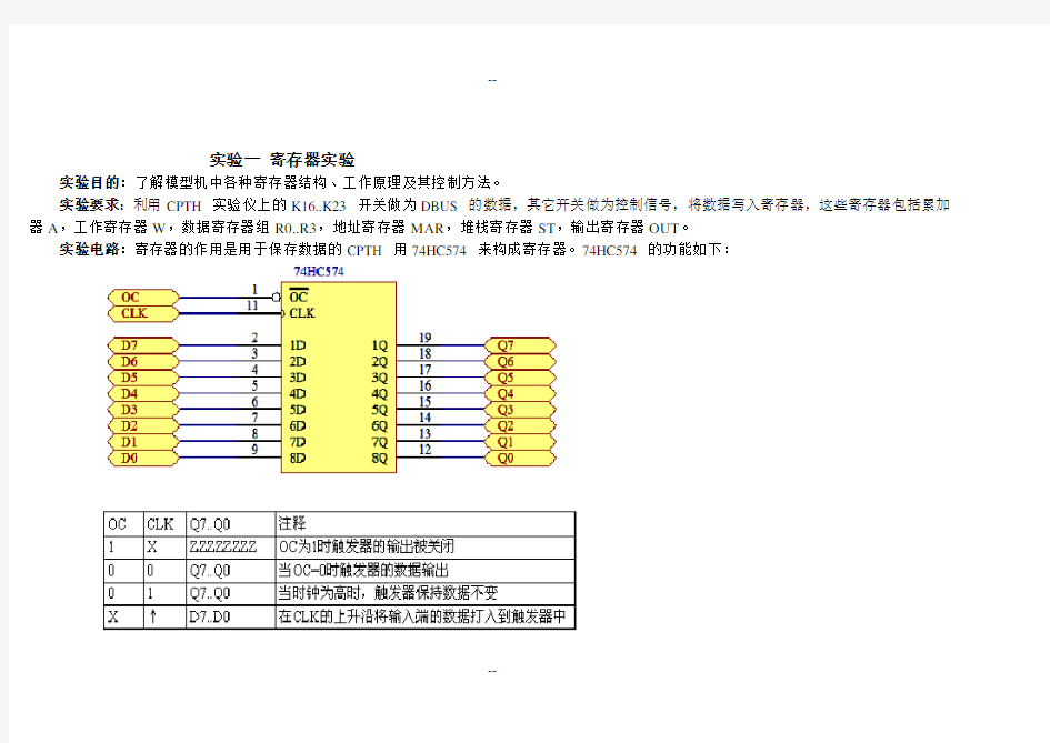 计算机组成原理--实验报告