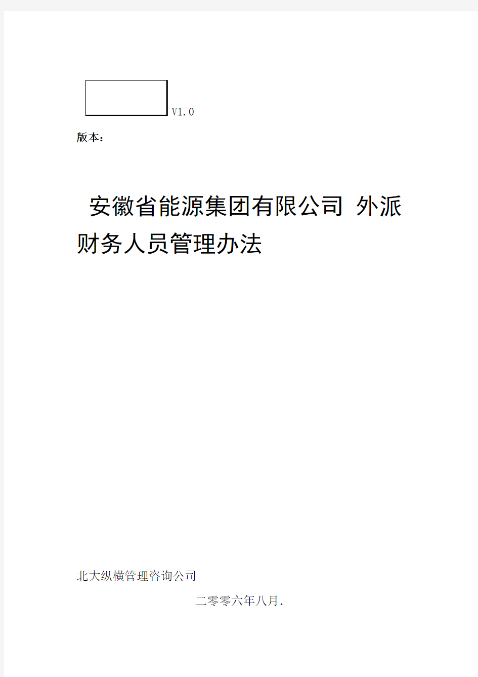 安徽能源集团有限公司外派财务人员管理办法